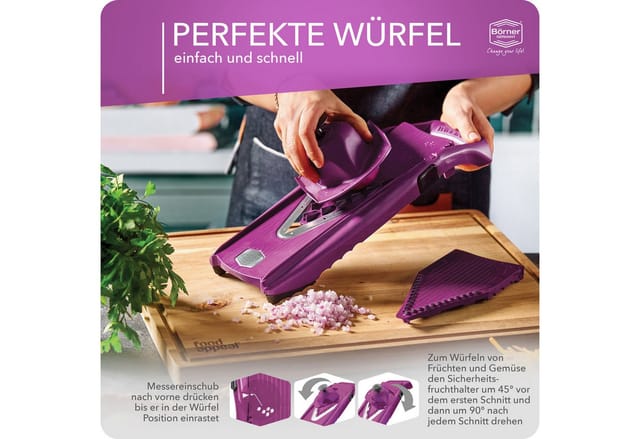 Börner Gemüsehobel V5 Powerline Profi Set Gurkenhobel Krauthobel Pommesschneider Gemüseschneider Obstreibe vegan