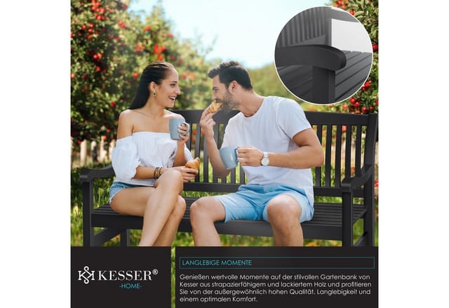 KESSER® Gartenbank Holz Holzbank wetterfest Für 3 bis 4 Personen Parkbank aus Massivholz Sitzbank 320 kg belastbar Balkonbank Bank für Balkon Terrasse & Garten inkl. Cover