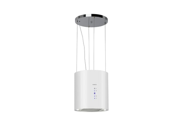Barett Inselabzugshaube Ø35cm Umluft 558 m³/h LED Aktivkohlefilter Weiß