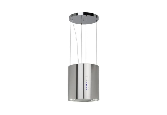Barett Inselabzugshaube Ø35cm Umluft 558 m³/h LED Aktivkohlefilter Edelstahl gebürstet