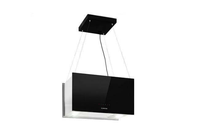 Kronleuchter L Inselabzugshaube 60cm Abluft: 590m³/h LED Touch Glas Schwarz
