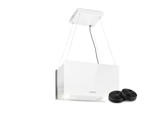Kronleuchter L Inselabzugshaube 60cm Abluft: 590m³/h LED Touch Glas weiß Weiß