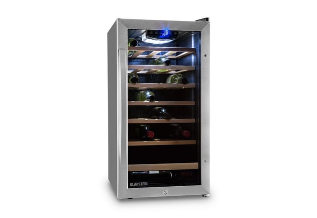 Vinamour 26 Uno Weinkühlschrank 26 Flaschen 88 Liter Edelstahl LED 88 Liter