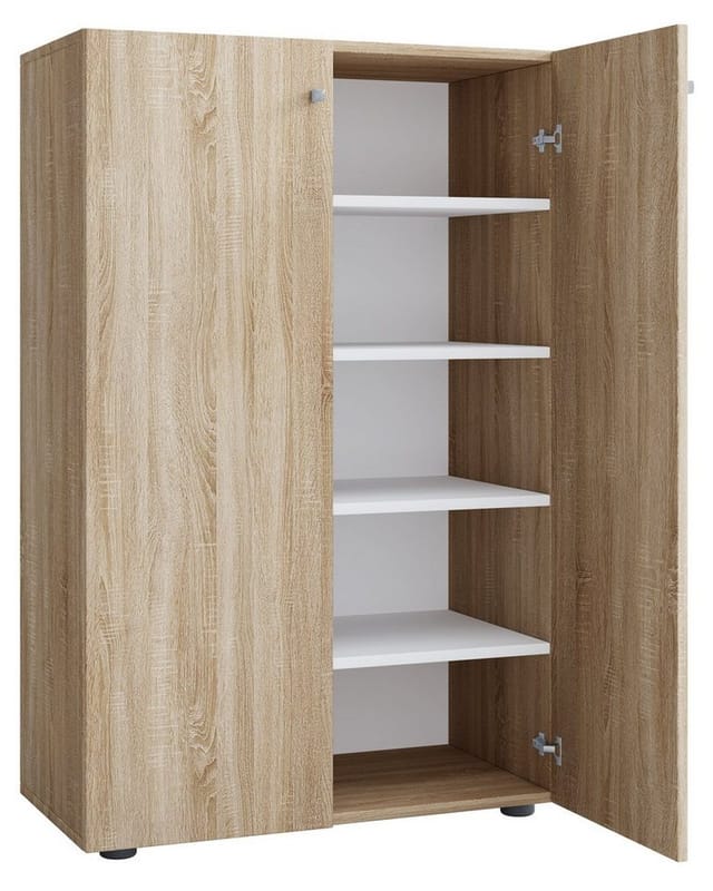 VCM Holz-Schuhschrank Maße: H. 110 x B. 70 x T. 39 cm Allzweckschrank 5 Fächer 2 Drehtüren– Lona