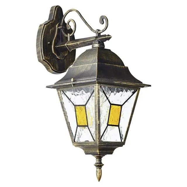 Brilliant Janel Außenwandleuchten - 1 Stück Außenlampe Hängend Schwarz Gold, IP44, E27 Fassung (Leuchtmittel nicht inkl.), Dimmbar, Wetterfest für Garten, Terrasse & Eingang