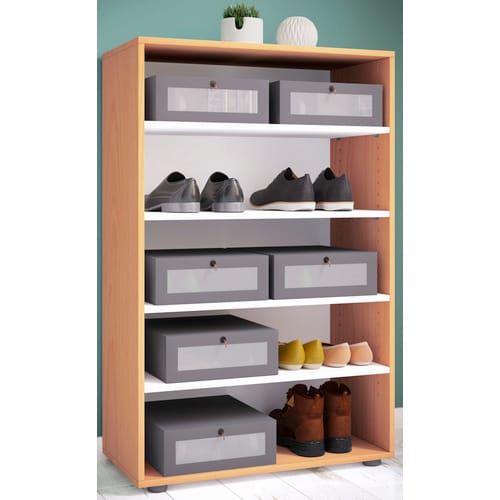 VCM Holz-Schuhschrank Maße: H. 110 x B. 70 x T. 37 cm Allzweckschrank 5 Fächer ohne Türen– Lona