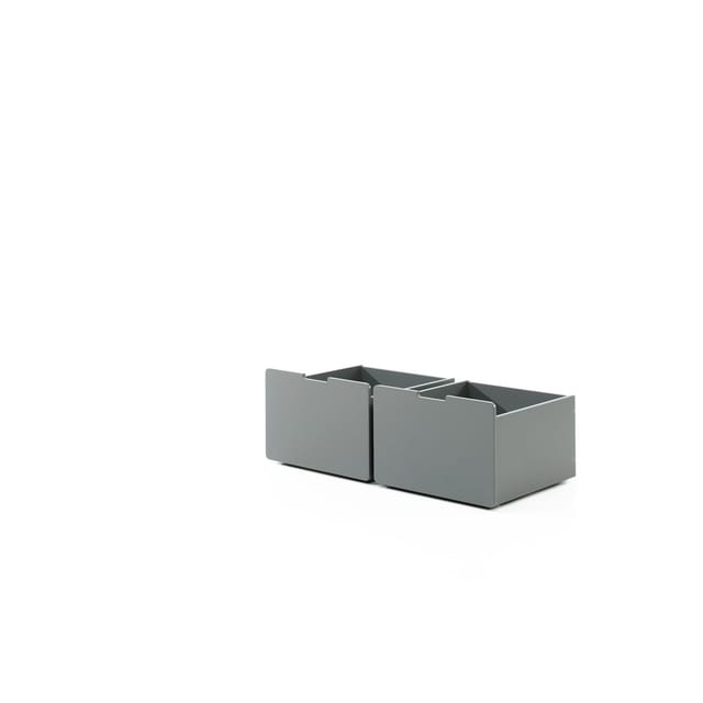 Schubladen-Set, best. aus 2 Schubkästen auf Rollen, MDF grau lackiert