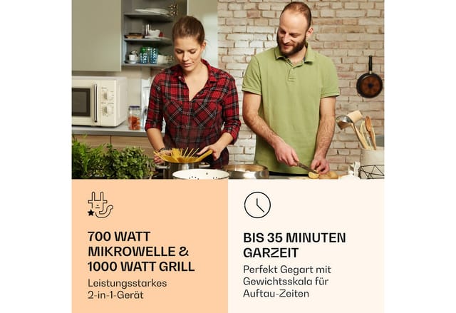 Caroline Mikrowellen-Grill 20 Ltr 700 W / 1000 W Ø 25,5cm Retro Creme