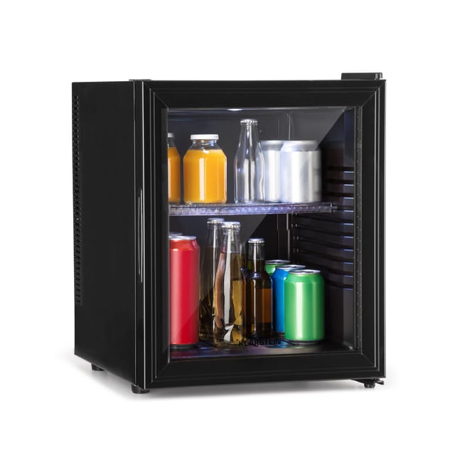 Brooklyn 32 Mini-Kühlschrank Glastür LED Ablage Schwarz 32 Liter