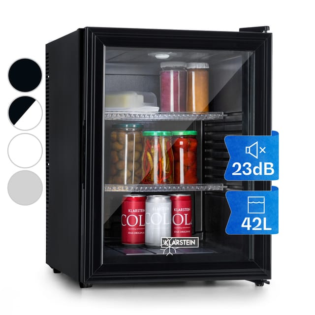 Brooklyn 42 Mini-Kühlschrank Glastür LED Ablage Schwarz 42 Liter