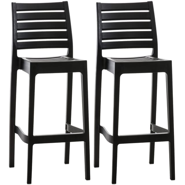 CLP 2er Set Outdoor-Barhocker Ares Mit Fußstütze I Stapelbare Tresenhocker In Rattan-Optik