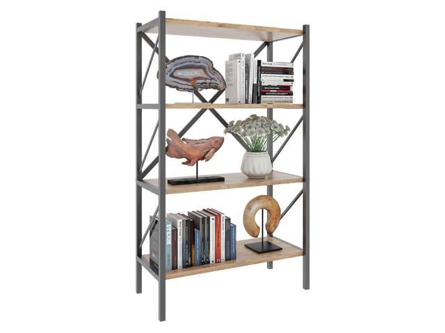 VCM Holz Metall Aufbewahrung Stand Regal Bücherregal Deko Bücher Standregal Insasi 4