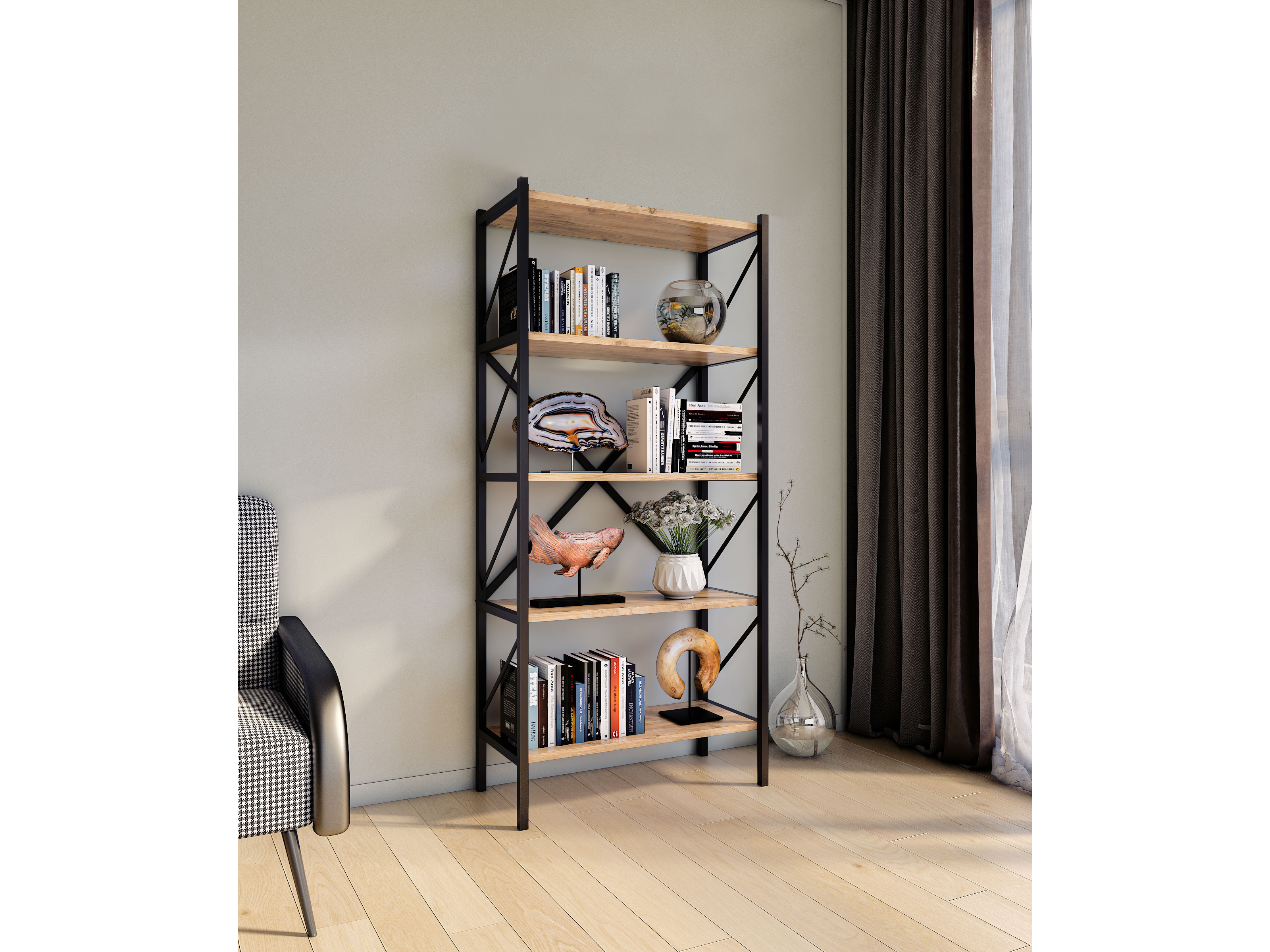 VCM Holz Metall Aufbewahrung Stand Regal Bücherregal Deko Bücher Standregal Insasi 5