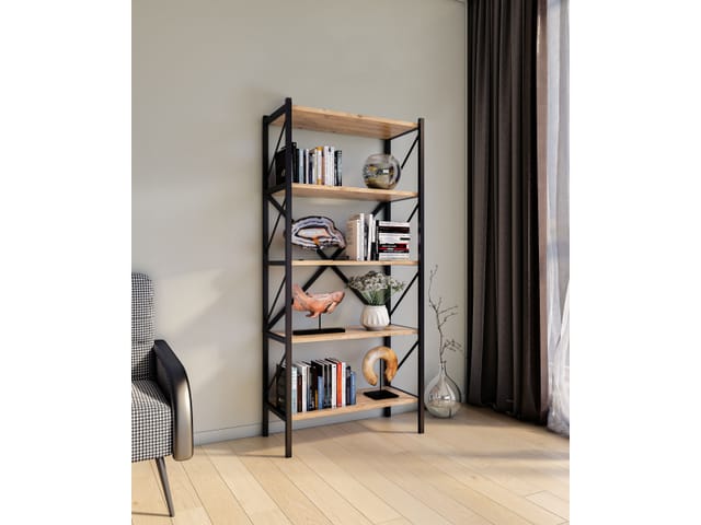 VCM Holz Metall Aufbewahrung Stand Regal Bücherregal Deko Bücher Standregal Insasi 5