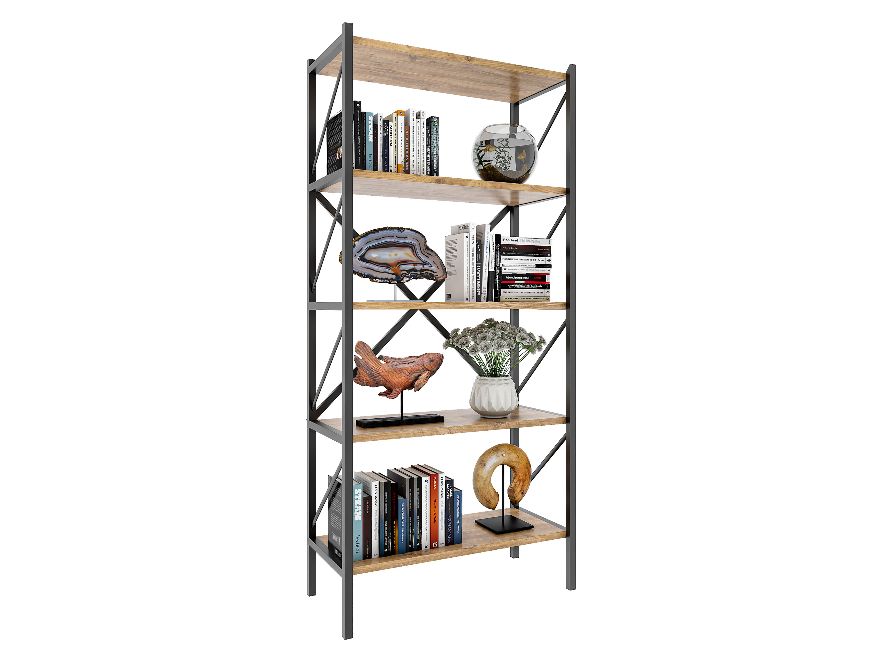 VCM Holz Metall Aufbewahrung Stand Regal Bücherregal Deko Bücher Standregal Insasi 5 Bild 2
