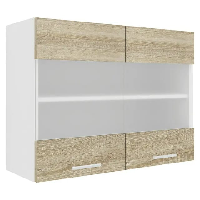 VCM Küchenschrank hängend Maße ca. H. 60 x B. 80 x T. 31 cm Hängeschrank mit zwei Fächern Küchenschrank mit Glas Küchenmöbel – Esilo