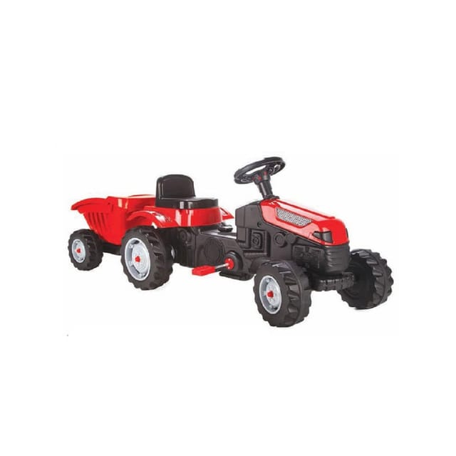 Pilsan Kindertraktor Active Pedale 07316 rot mit Anhänger, einstellbarer Sitz