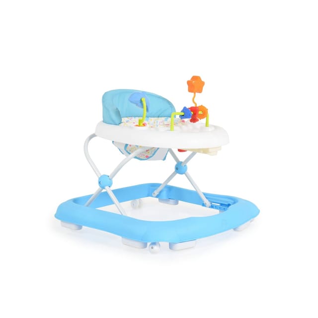Lauflernwagen, Laufhilfe Eko höhenverstellbar, gepolsteter Sitz und Spielcenter blau