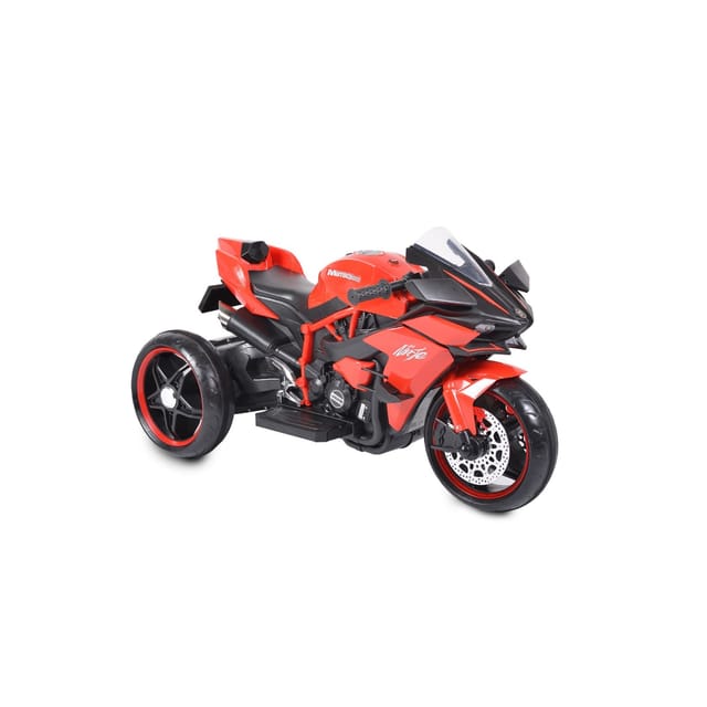 Moni Kinder Elektromotorrad Ninja, drei Kunststoffräder, LED-Beleuchtung, Mp3 rot