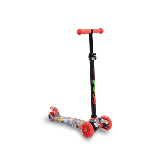 Byox Kinderroller Scooter Rapture aus Alu, Wassertransferdruck, PU Leuchträder rot