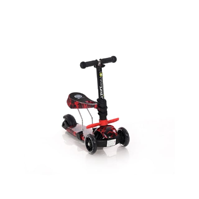 Lorelli Kinderroller Laufrad 2 in 1 Smart PU Räder leuchten klappbar verstellbar rot-schwarz