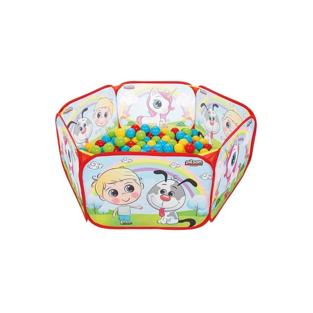 Pilsan Bällebad, Ballpool 06413 mit 200 Bällen 6 cm Durchmesser, Schutzrand