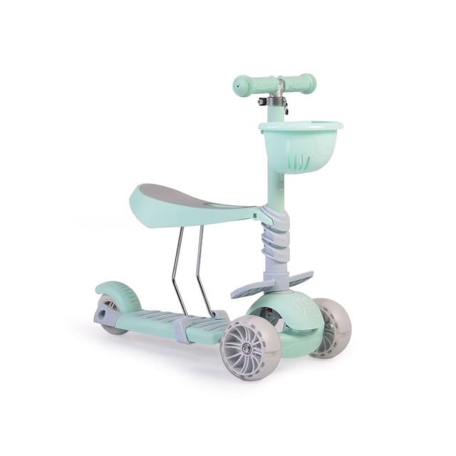 Moni Kinderroller Bubblegum 2 in 1, Höhe einstellbar, Sitz abnehmbar, 3 Räder grün