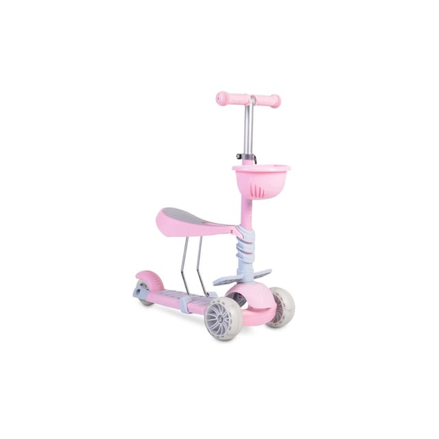 Moni Kinderroller Bubblegum 2 in 1, Höhe einstellbar, Sitz abnehmbar, 3 Räder rosa
