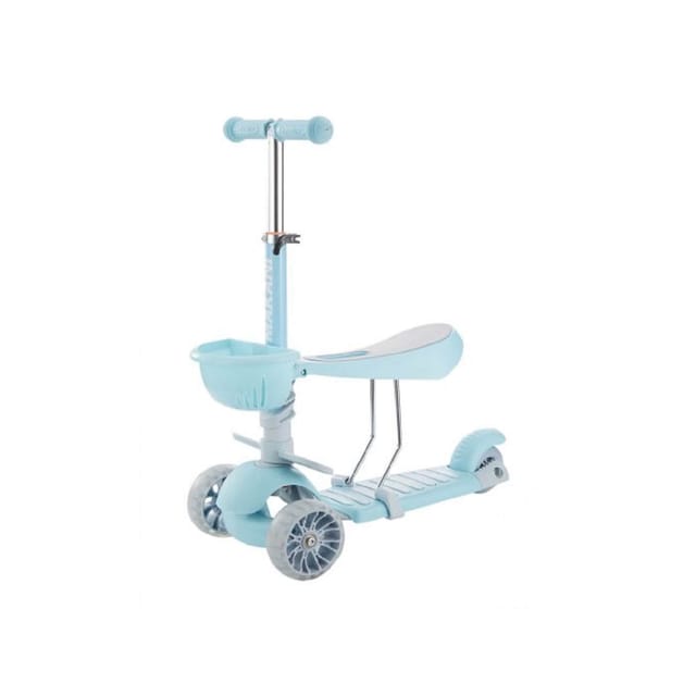 Makani Kinderroller BonBon 3 in 1, Dreirad, LED-Vorderräder, höhenverstellbar blau