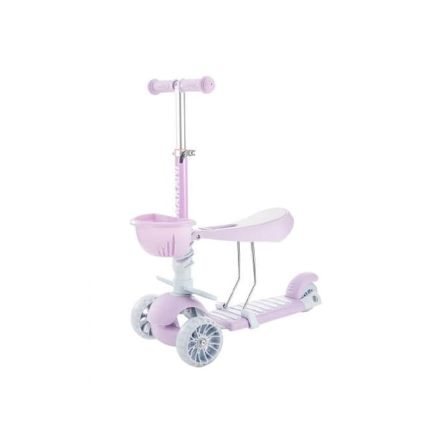 Makani Kinderroller BonBon 3 in 1, Dreirad, LED-Vorderräder, höhenverstellbar lila