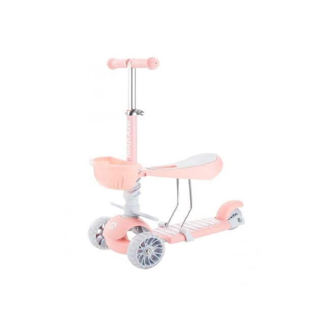 Makani Kinderroller BonBon 3 in 1, Dreirad, LED-Vorderräder, höhenverstellbar rosa
