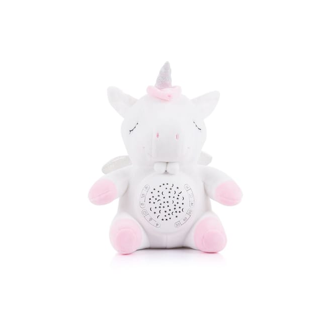 Chipolino Musik Plüschtier Einhorn 12 Melodien, Projektor mit zwei Figuren Timer rosa
