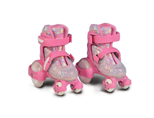 Byox Rollschuhe Beetle Größe XS 26-29, PU-Rollen, ABEC-5 Lager, Stopper hinten pink