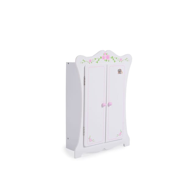 Moni Puppenkleiderschrank PH12B011, Holz, Maße 42,5 x 22 x 57 cm, 3 Kleiderbügel weiß