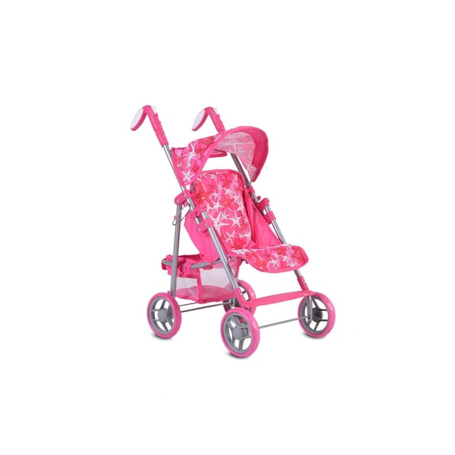 Moni Puppenwagen Stars 9351 faltbar, Rückenlehne und Schiebegriffe verstellbar pink