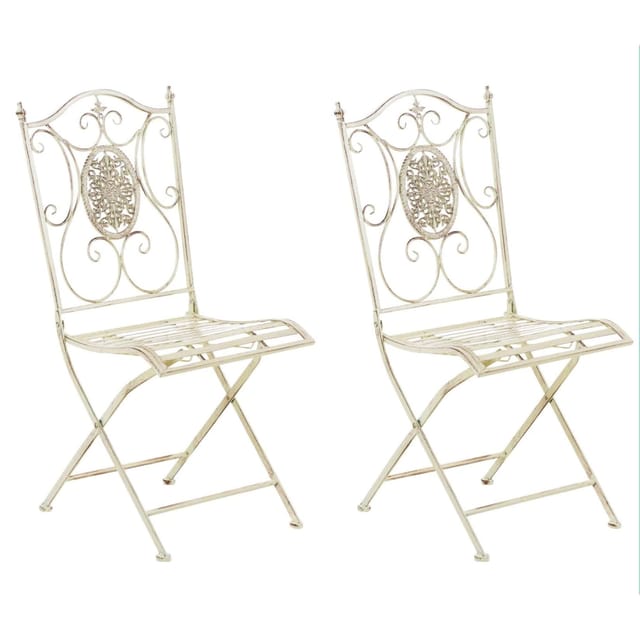 CLP 2er-Set Gartenstuhl Sibell im Landhausstil, aus Metall mit klappbarem Design, ideal für Terrasse oder Balkon, in 6 Farben erhältlich