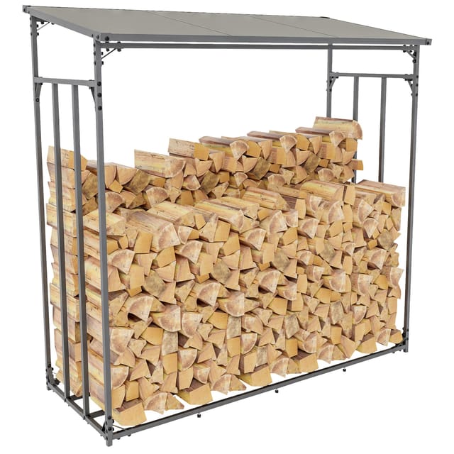 CLP Kaminholzunterstand Ruston Aluminium I Kaminholzregal Anthrazit I Holzlager Aus Aluminium I Feuerholzregal Für Außen