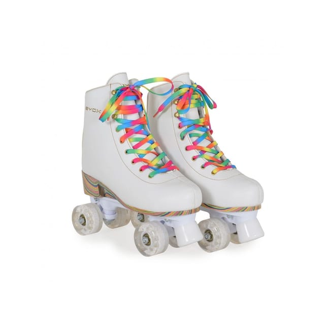 Byox Rollschuhe Donna weiß, PU-Rollen mit Glitzer, ABEC-5 Lager, Größe L (39-42)