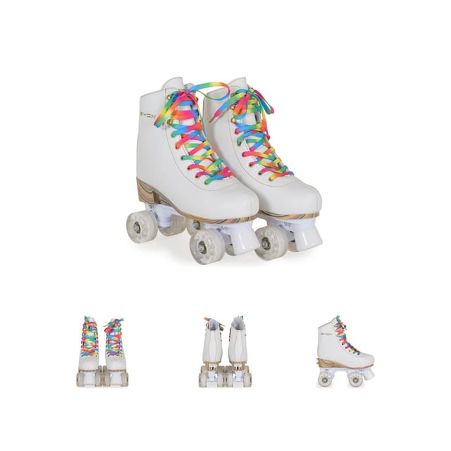 Byox Rollschuhe Donna weiß, PU-Rollen mit Glitzer, ABEC-5 Lager, versch. Größen Gr. XS (27 - 30)