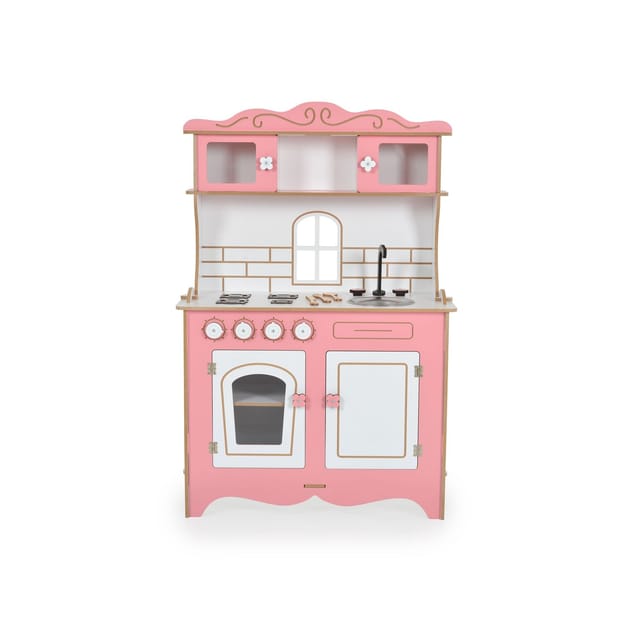 Moni Kinder-Holzküche Rosey CG39, Herd, Backofen, Spülbecken, Küchenutensilien rosa