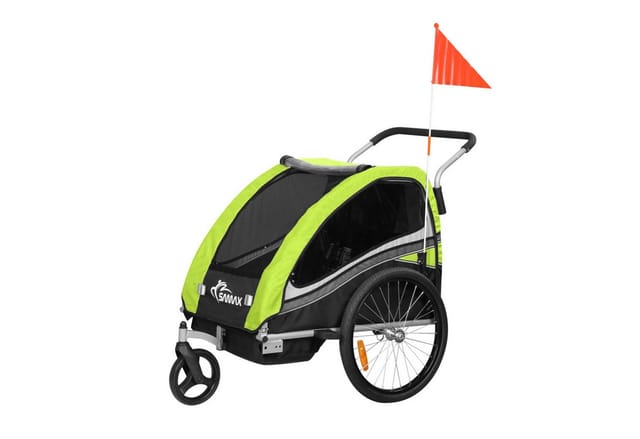 SAMAX 360° drehbarer Fahrradanhänger 2in1 Jogger - in Grün - Black Edition
