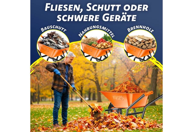 MASKO® Schubkarre Bauschubkarre Gartenschubkarre 100 Liter bis 250kg Luftreifen mit Stahlfelge verzinkt Stahlrahmen Garten Karre Schiebkarre Transportkarre inkl. Arbeitshandschuhe
