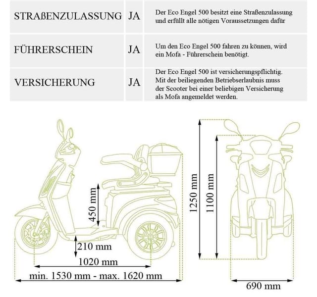 ECO ENGEL 500 Rot, 25 km/h, 1000 Watt Seniorenmobil Elektromobil Seniorenfahrzeuge