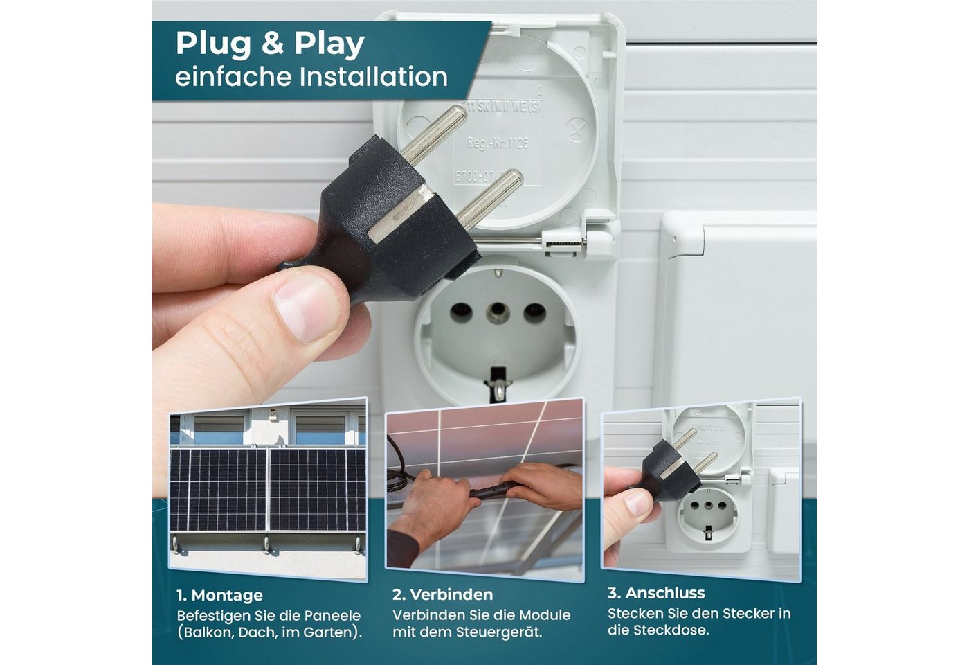 920 W / 600 W Balkonkraftwerk Photovoltaik Solaranlage Steckerfertig WIFI Smart Bild 2