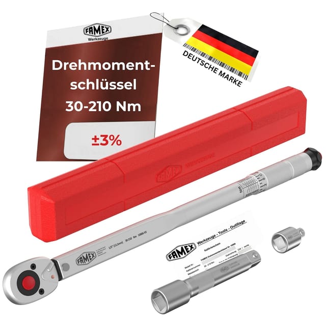 FAMEX 10886 Drehmomentschlüssel Set 1/2" (12,5mm) 3-tlg. - 30-210 Nm