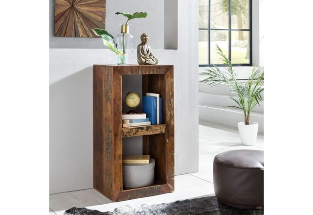 FineBuy Bücherregal KALKUTTA 45 x 35 x 90 cm Standregal Massiv Regal Cube