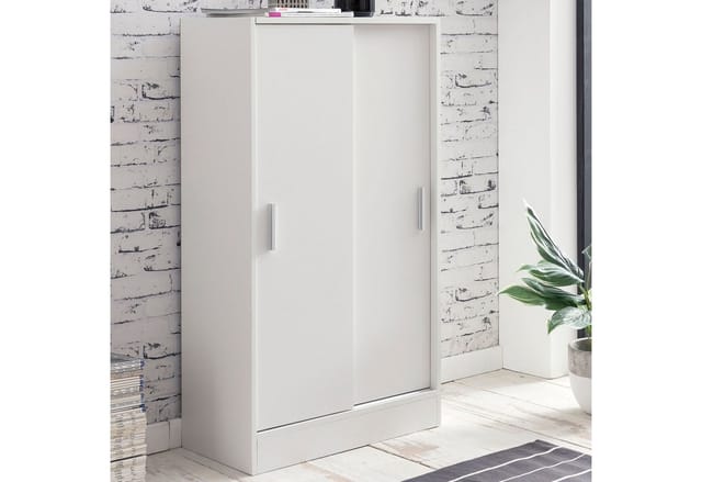 Sideboard 60cm Weiß mit 2 Schiebetüren Aktenschrank Kommode in modernem Design