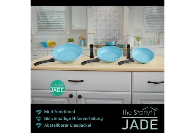 Starlyf® Küchenstarterset - Pfannenset - Messerset Jade Set of 5 + Jade Knife