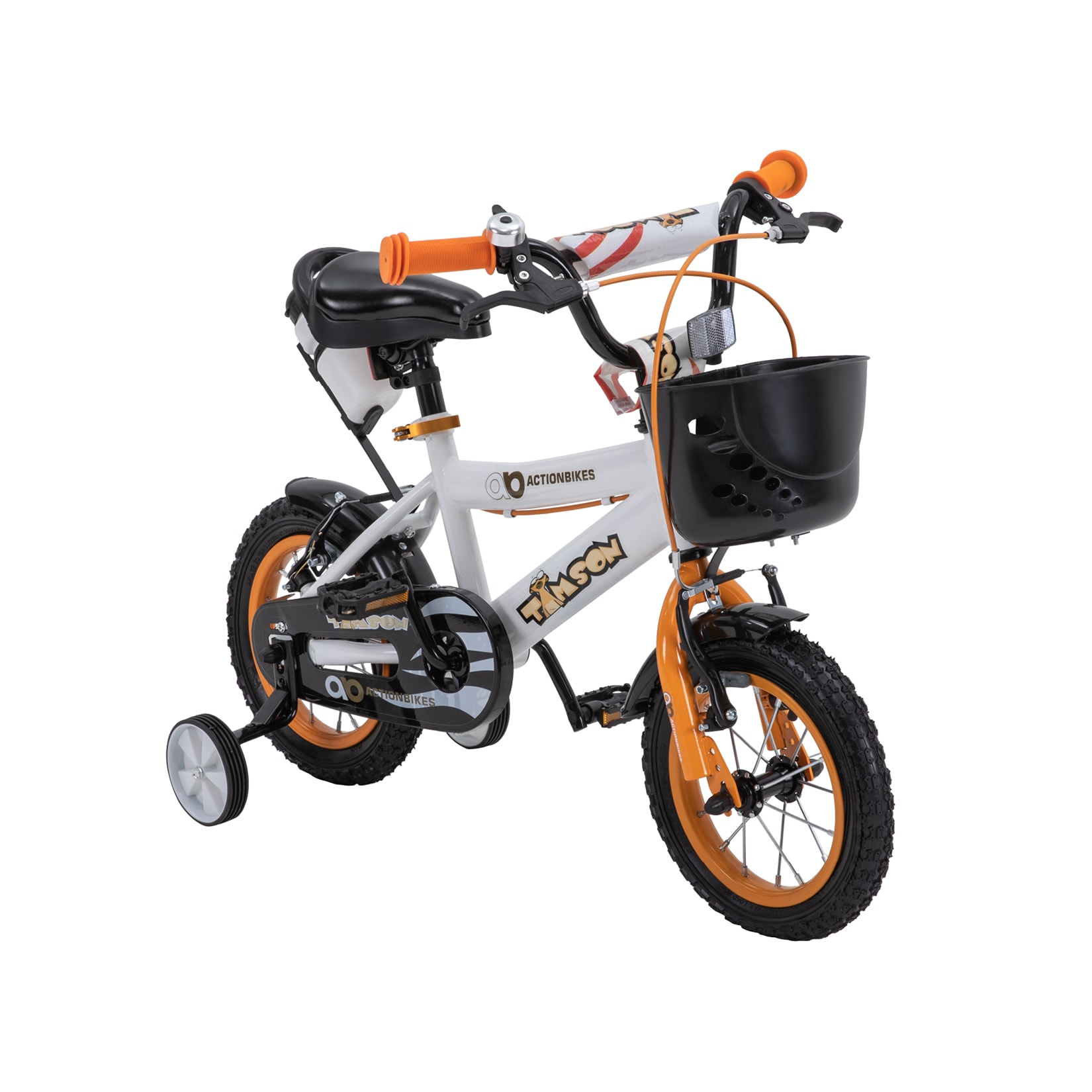 Actionbikes Kinderfahrrad Timson 12 Zoll, V-Brake-Bremsen, höhenverstellbar, Stützräder, Korb