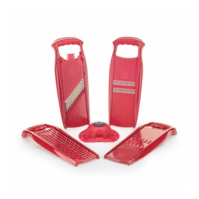 Borner Grater-Set Julienne Slicer, Crincle, Wave-Waffle Cuter, Cheese Grater